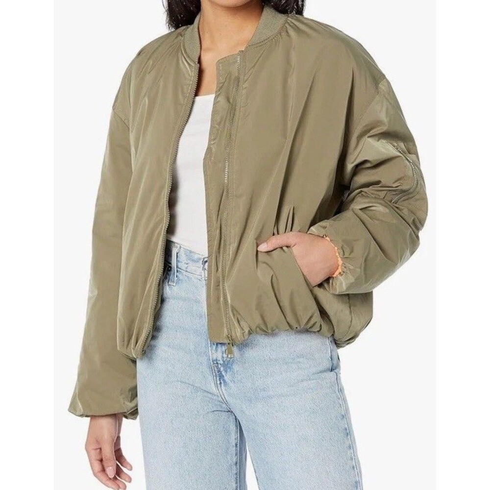 Large Steve Madden Women's Olive Green Full Zip Mock Neck Jacket